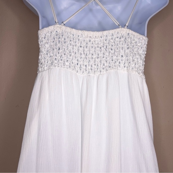 Juniors Large White Boho Dress Embroidered Accent Womens Lace Top Ruffle Boho - Picture 11 of 16